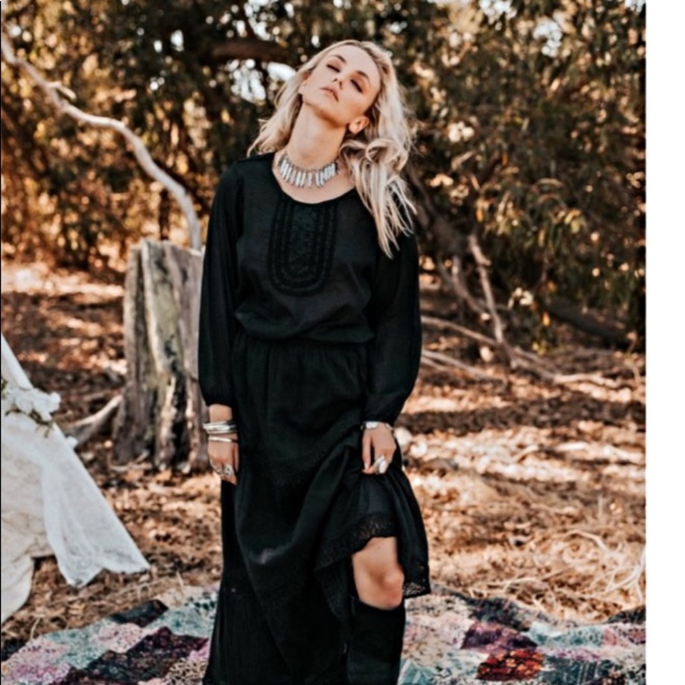 Witchy Black Maxi Skirt for Women - Picture 2 of 9